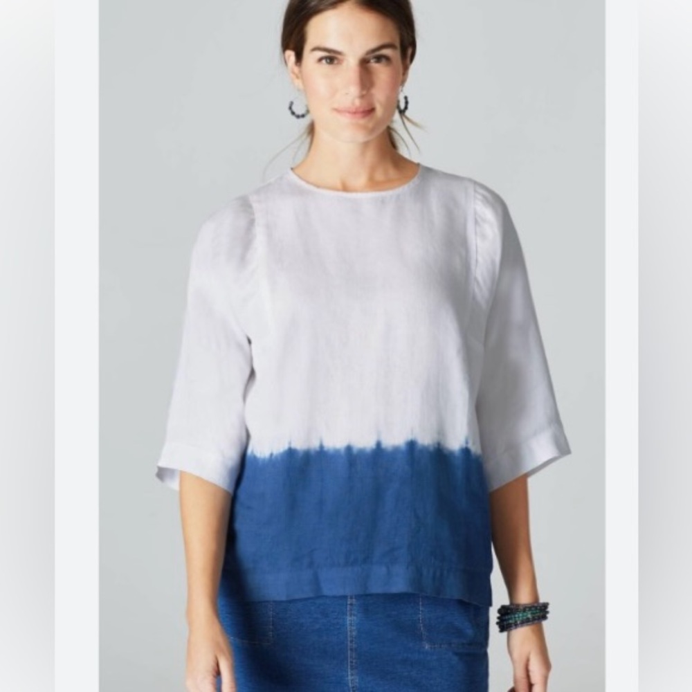 PureJill J.Jill NEW linen dip dyed linen shirt top blouse tunic XL coastal NWT